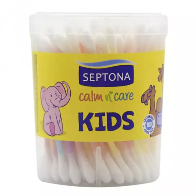*Ватные палочки SEPTONA KIDS в круглой банке №100