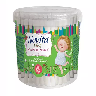 *Ватные палочки Novita Delicate/Gapchinska в круглой банке №200