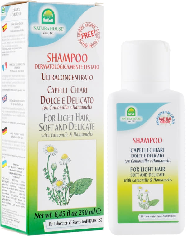 *Шампунь Natura House для волосся тонкого/ослабленого з ромашкою та гамамелісом 250 мл