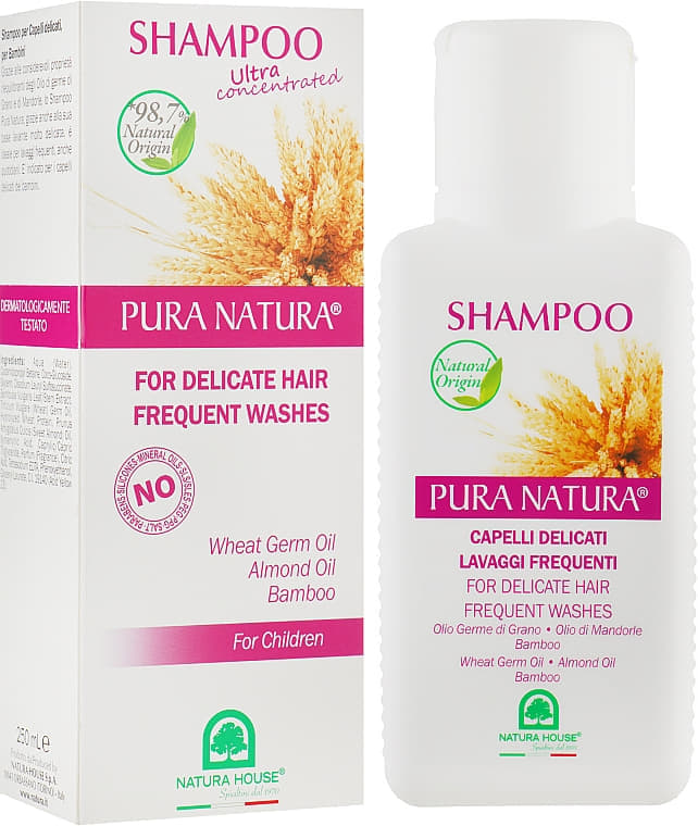 *Шампунь Natura House для волосся тонкого/ослабленого з олією пшениці та мигдалю 250 мл