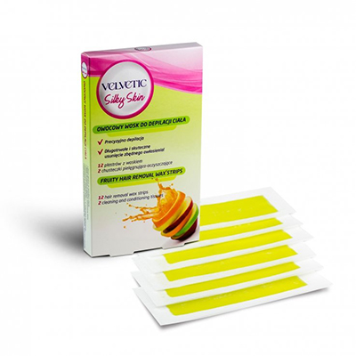 Воскові смужки VELVETIC SILKY SKIN для депіляції тіла Фрукти №12
