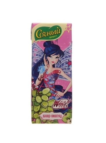 Нектар Winx Club яблучно-виноградний з білих сортів освітлений 200 мл