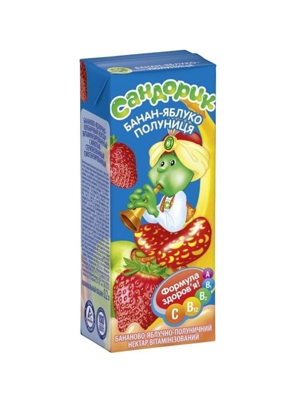Нектар Сандорик Банан-яблуко-полуниця 200 мл