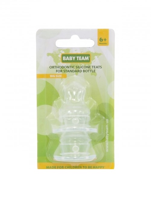 Соска Baby Team силіконова ортодонтична 2003 6+ 2 шт