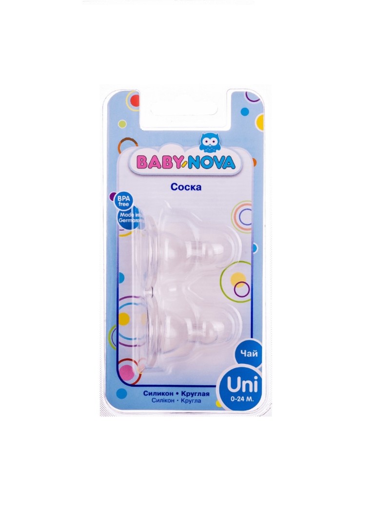 *Соска Baby-nova 12210 для пляшечок з широким горлом для чаю р. 1
