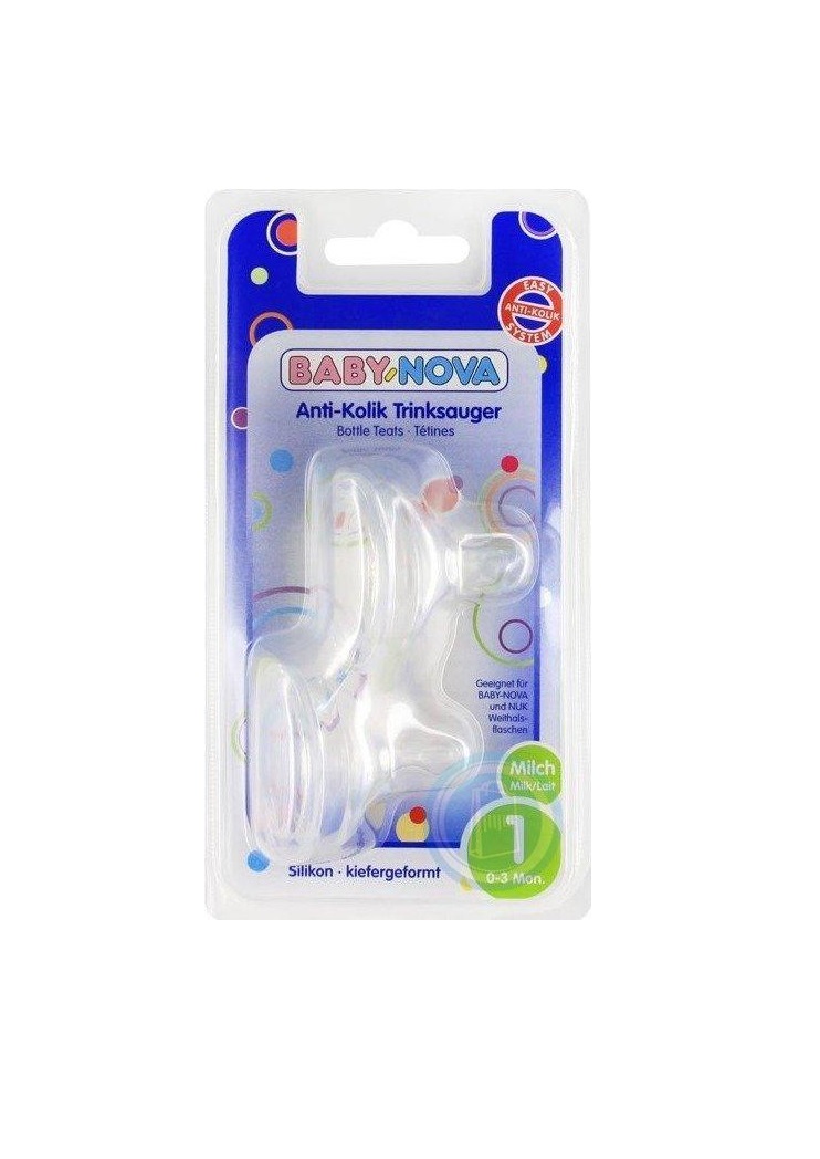 *Соска Baby-nova 12220 силіконова з широким горлом д/молока р.1