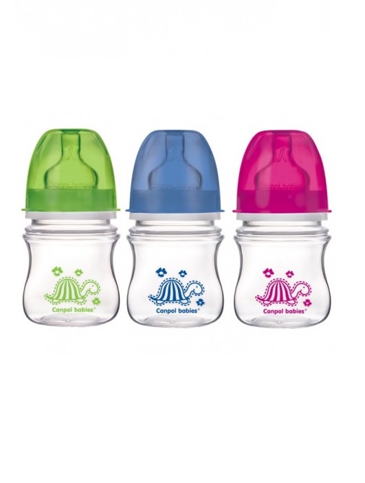 Пляшечка Canpol з широким отвором антиколікова Easystart - Кольорові звірята 35/205 120 мл