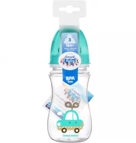 Пляшечка Canpol з широким отвором антиколікова Easystart - Кольорові звірята 35/206 240 мл