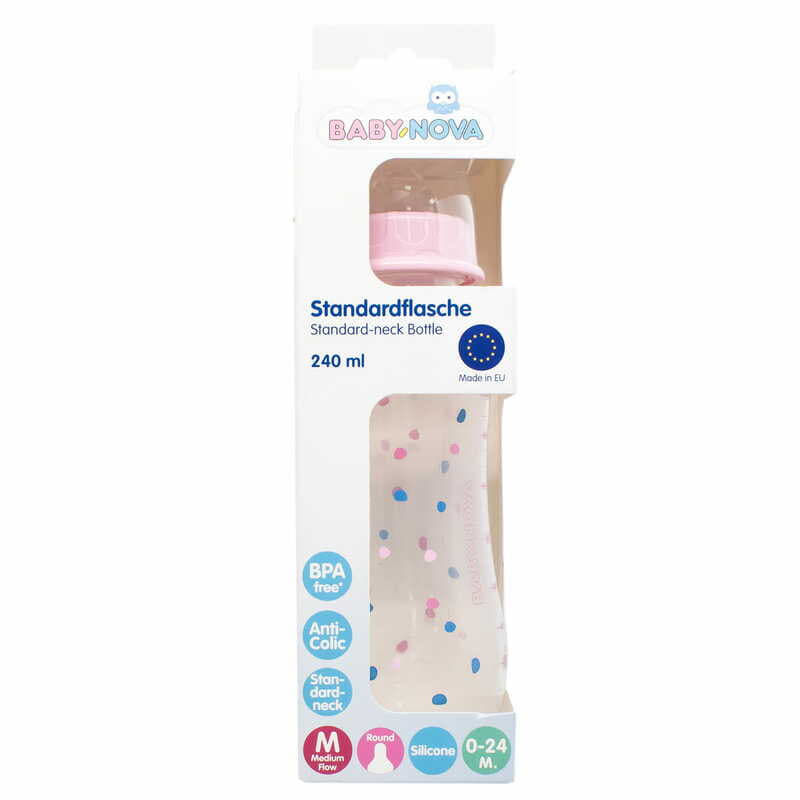 *Бутылочка Baby-nova 48010-1 Одноцв.пластм.розовая 240мл *Бутылочка Baby-nova 48010-1 Одноцв.пластм.розовая 240мл