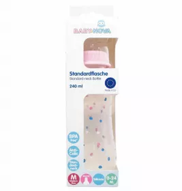 *Бутылочка Baby-nova 48010-1 Одноцв.пластм.розовая 240мл