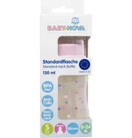 *Бутылочка Baby-nova 45010-1 Одноцв.пластм.розовая 130мл