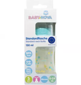 *Пляшечка Baby-nova Однокольорова пластмасова 130мл блакитна