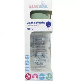 *Бутылочка Baby-nova 48002-2 пласт.ПП шир.горл.Декор зеленая 300мл