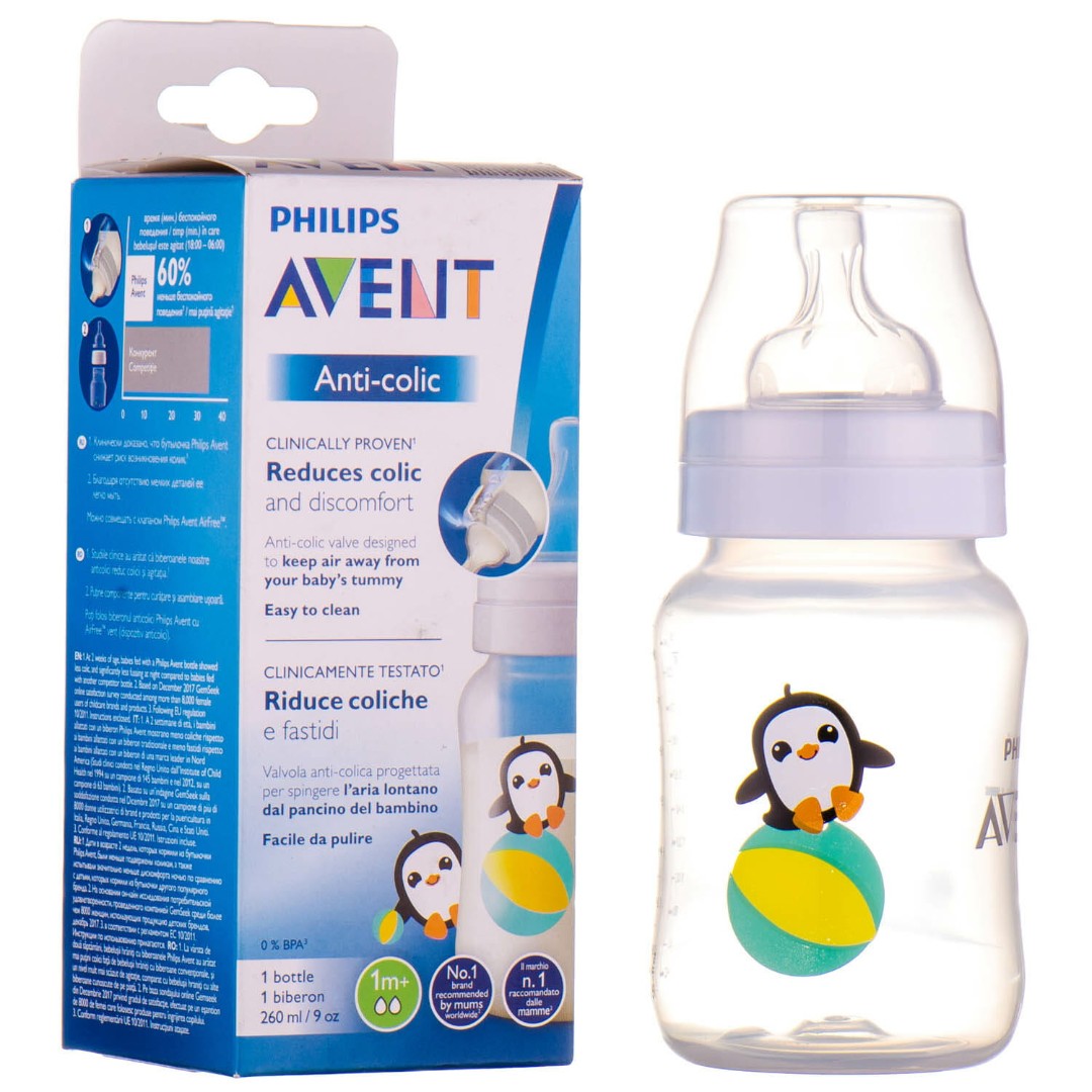 *Пляшечка AVENT SCF821/13 Anti-Colic Пінгвін 260мл