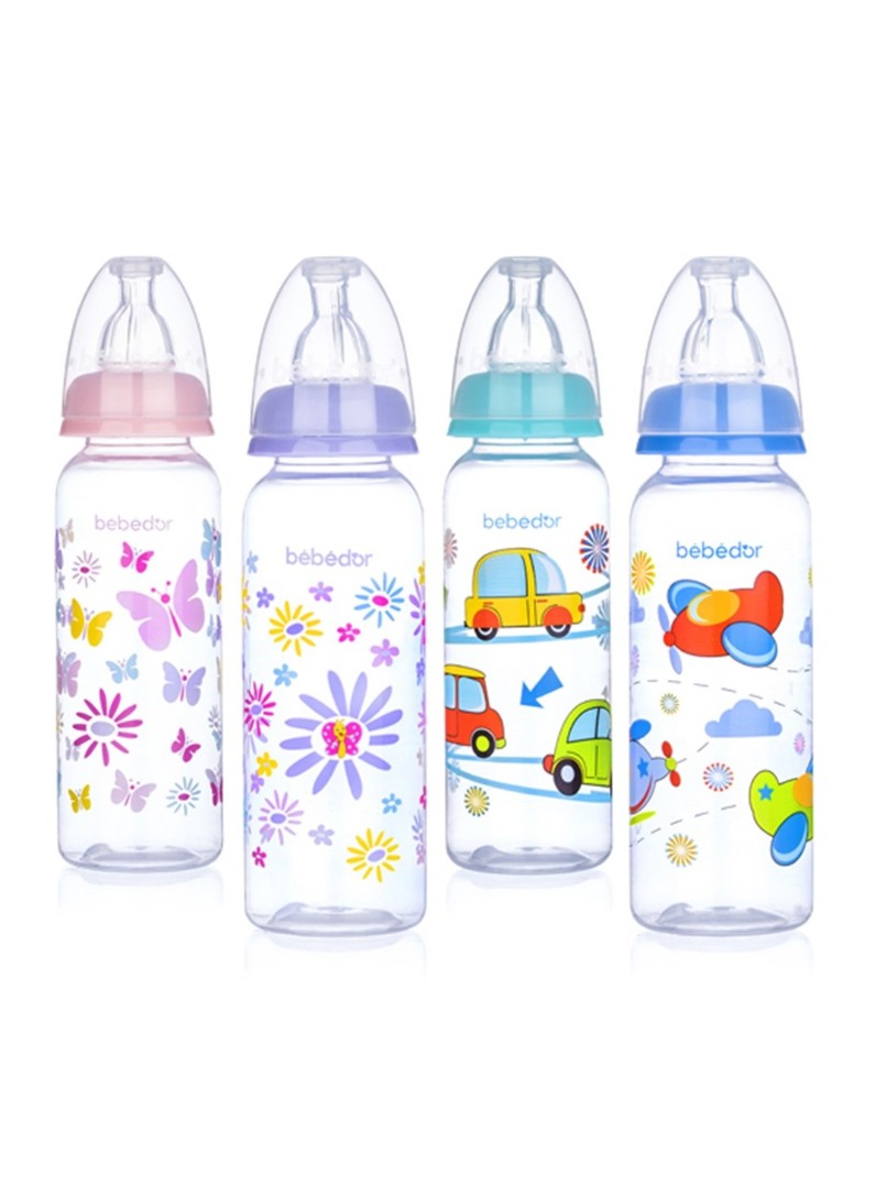 *Пляшечка 24302 Bebedor поліпропіленова з малюнком із силіконовою соскою середній потік 250мл