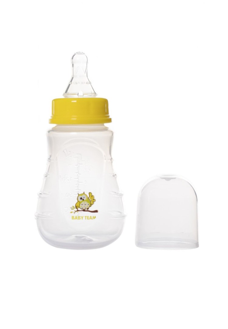 Пляшечка Baby Team 1405 ергономічної форми з силіконовою соскою, 150мл 0+