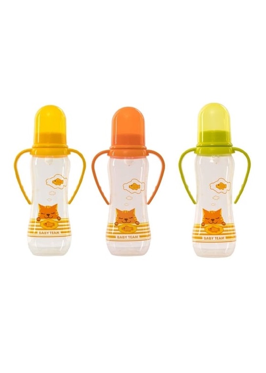 Пляшечка Baby Team 1411 з ручками і силіконовою соскою, 250мл 0+