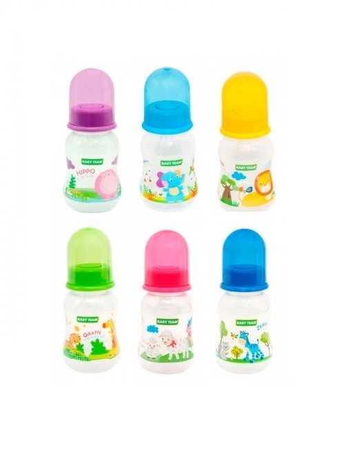 Пляшечка Baby Team 1111 з талією і силіконовою соскою, 125 мл