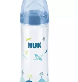 *Пляшечка Nuk Classic 10225140 з силіконовою соскою 250 мл (блакитна)