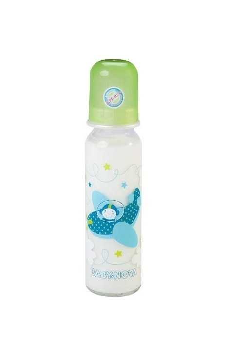 *Бутылочка Baby-nova 43705 Декор стеклянная 250 мл *Бутылочка Baby-nova 43705 Декор стеклянная 250 мл