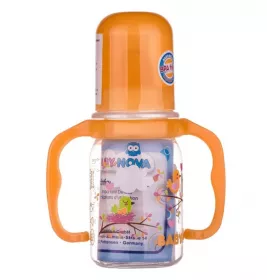 *Бутылочка Baby-nova 46003 Декор пласт с ручками 125мл