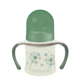 *Бутылочка Baby-nova 45003 пласт. широкое горлышко Декор с ручкой 150мл