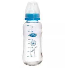 *Пляшечка Lindo для годування з талією та силіконовою соскою скло 250 мл