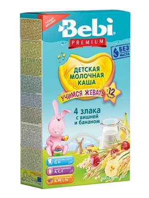 *Мюсли Bebi Юниор Вишня-банан с мол из 4-х злак 200 г