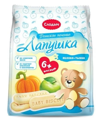 Печиво дитяче розчинне Лапушка яблуко та гарбуз 180г