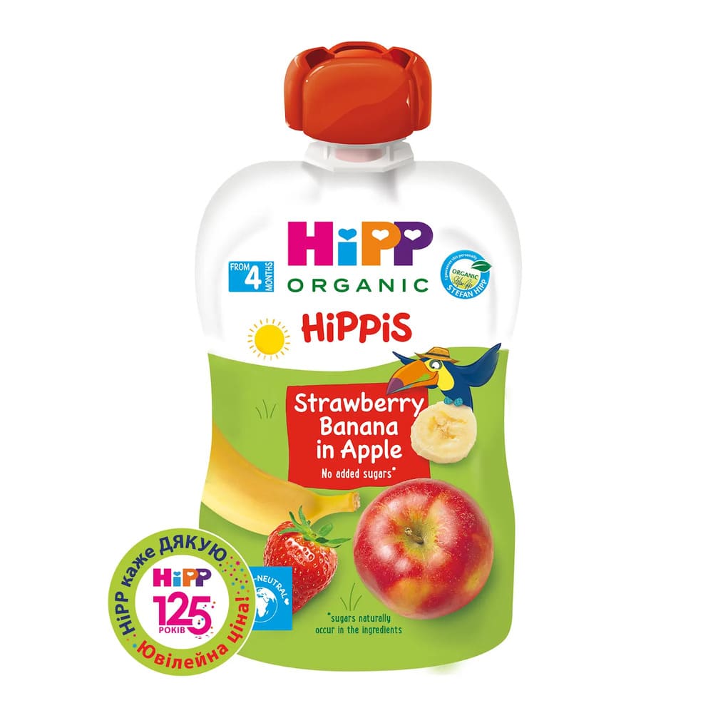 Пюре HiPP 8521-02 Фруктовое Яблоко-Клубника-Банан с 6 мес 100 г (пауч) Пюре HiPP 8521-02 Фруктовое Яблоко-Клубника-Банан с 6 мес 100 г (пауч)