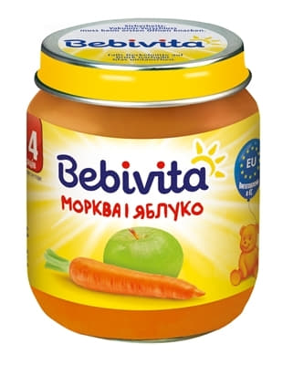*Пюре Bebivita 1849 Морква та яблуко 125 г