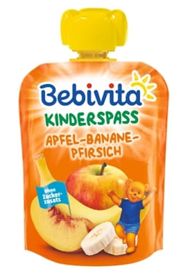 *Пюре Bebivita 1420 Яблуко-банан-персик 90 г (пауч)