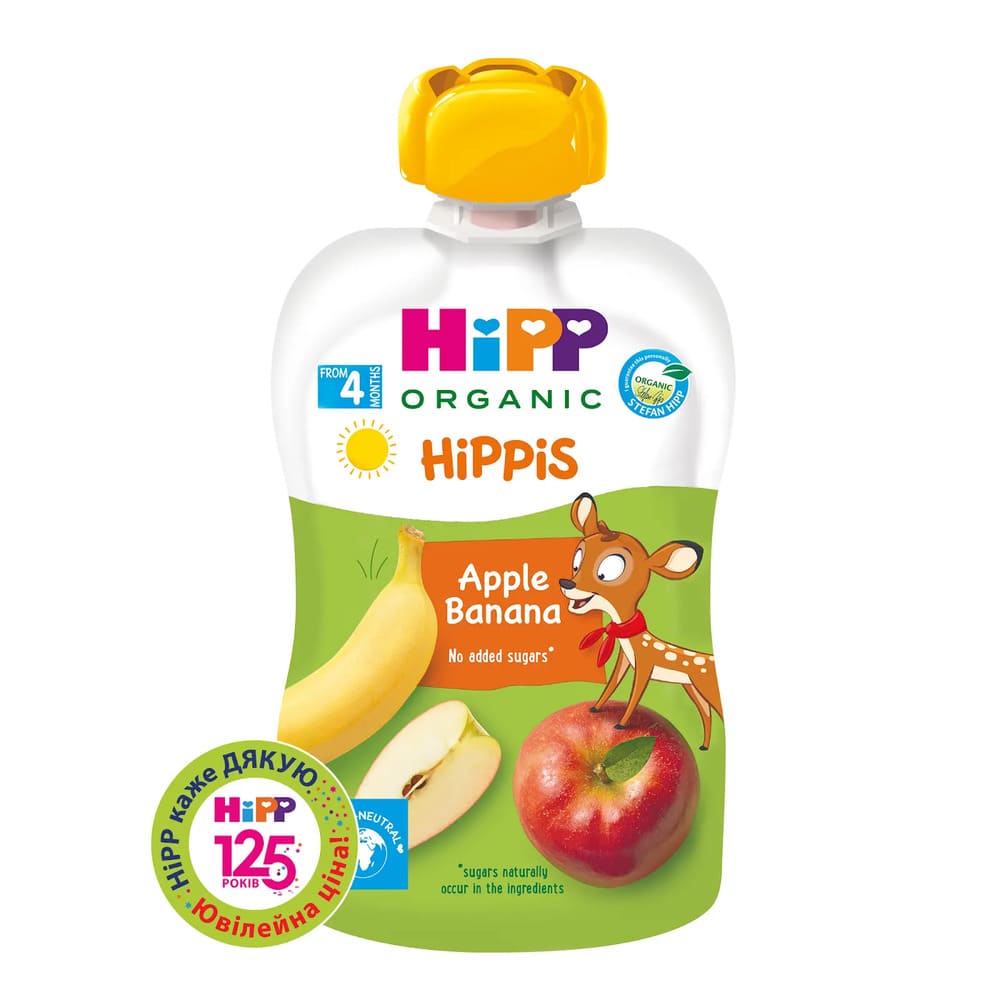 Пюре HiPP 8573 Фруктовое Яблоко-банан 100 г (пауч) Пюре HiPP 8573 Фруктовое Яблоко-банан 100 г (пауч)