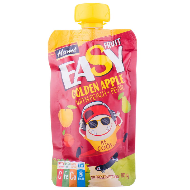 Пюре Hame EasyFruit Яблуко з персиком, грушею та бананом з 5 міс, 110 г