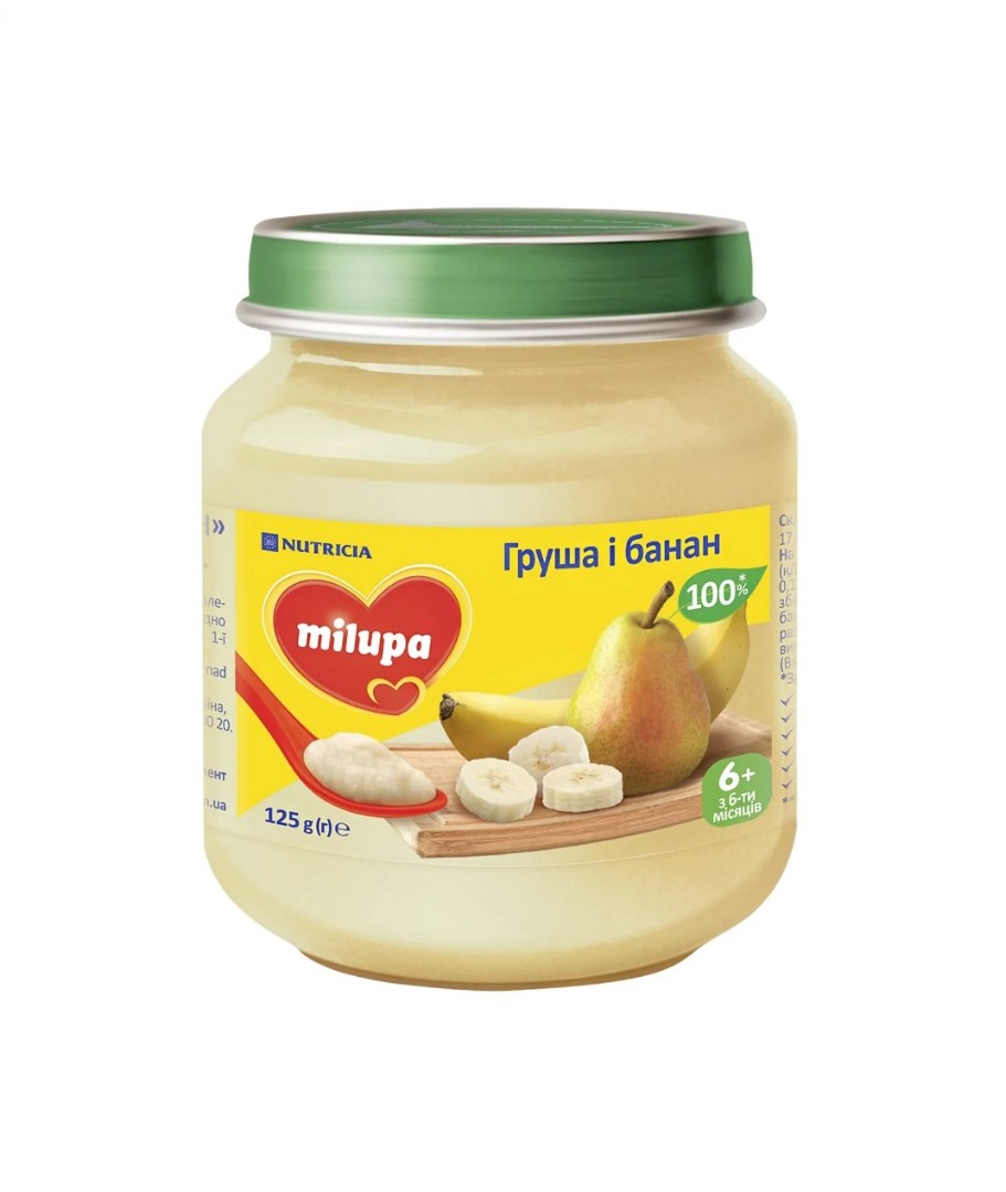 Пюре фруктове «Груша і банан» Milupa для дітей від 6 місяців 125г