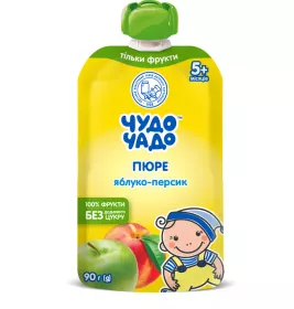 Пюре Чудо-чадо яблоко-персик с 5-ти мес.90г (пауч)