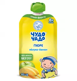Пюре Чудо-чадо яблоко-банан без сахара с 6-ти мес. 90 г (пауч)