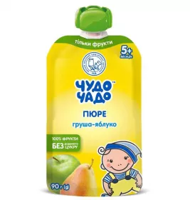 Пюре Чудо-чадо яблоко-груша без сахара с 5-ти мес. 90 г (пауч)