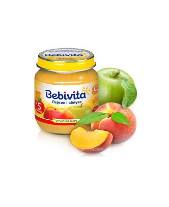 *Пюре Bebivita 1804 Фруктове Персик та яблуко з 5міc 100 г