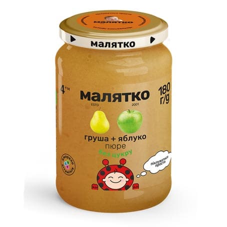 Пюре Малятко груша-яблоко стекло 180 г Пюре Малятко груша-яблоко стекло 180 г