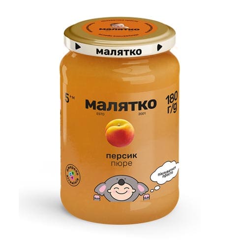 Пюре Малятко персик скло 180 г