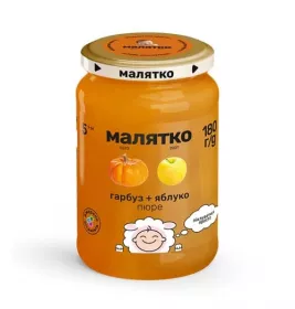 Пюре Малятко гарбуз-яблуко скло 180 г