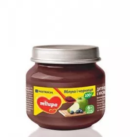 *Пюре Milupa фруктовое Яблоко и Черника от 6 мес. 100г