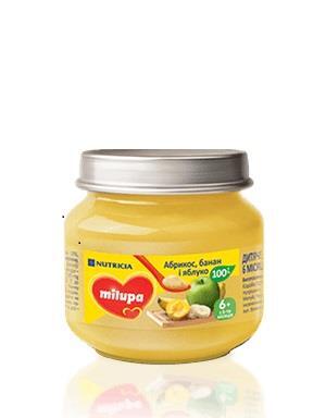 Пюре Milupa фруктове Абрикос, Банан і Яблуко від 6 міс. 100 г