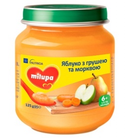 Пюре Milupa фруктове Яблуко, груша і морква від 6 міс. 125г