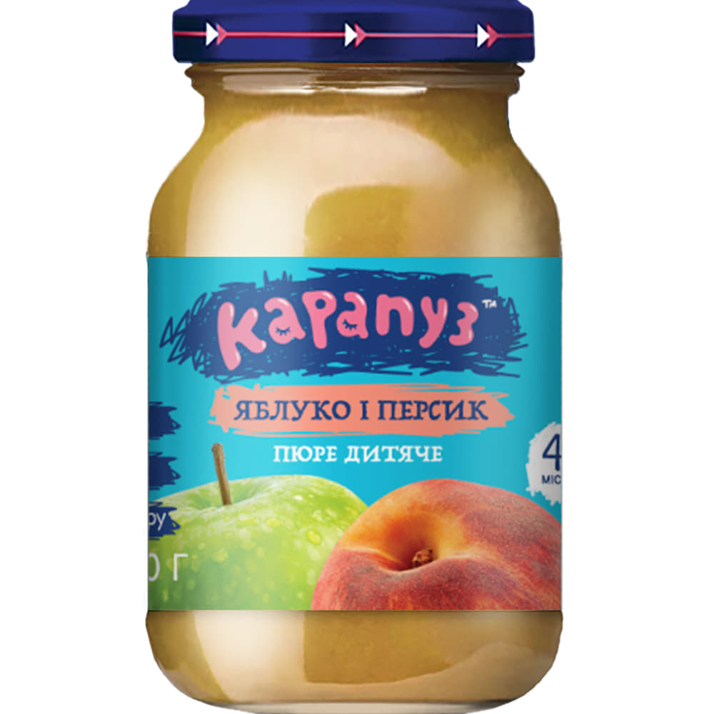 *Пюре Карапуз яблуко та персик з 4-х міс.170г