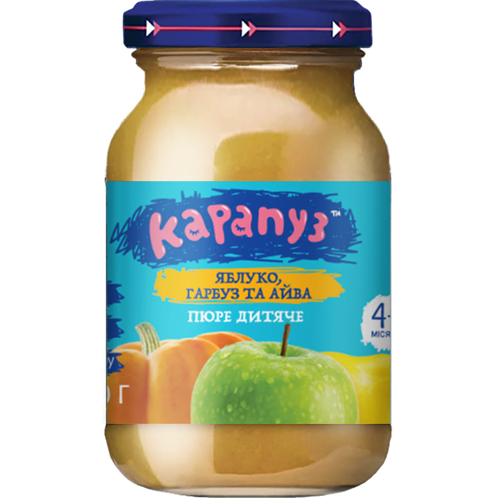 *Пюре Карапуз з яблуком,гарбузом та айвою з 4-х міс.170г