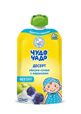 *Десерт Чудо-Чадо яблочно-сливовый со сливками 90г (пауч)