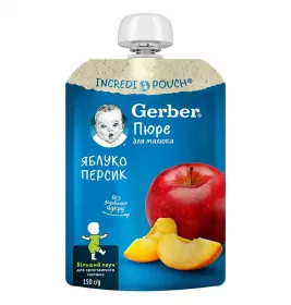 Пюре Gerber Яблоко Персик 150г (пауч)