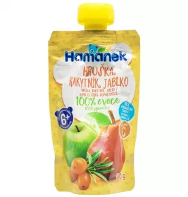 Пюре Hamanek яблуко з грушею і обліпихою (пауч) 100г